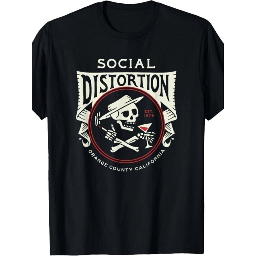 Official Social Distortion Skelly Circle T-Shirt .